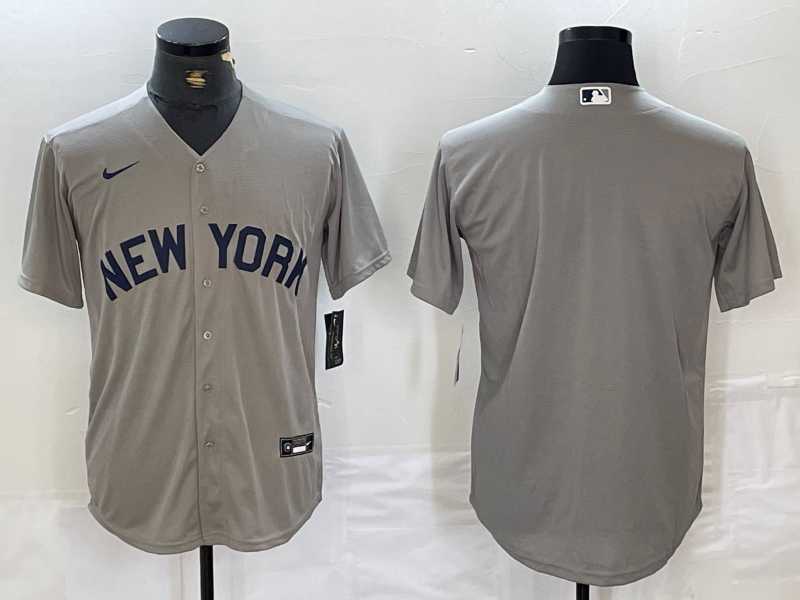 Mens New York Yankees Blank 2021 Grey Field of Dreams Cool Base Stitched Baseball Jersey